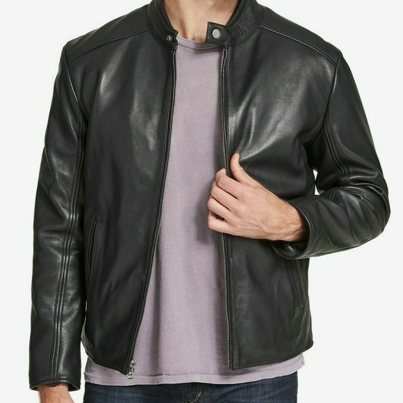 Whet Blu Men's Insulated Leather Moto Jacket - Black - Medium - Picture 1 of 10